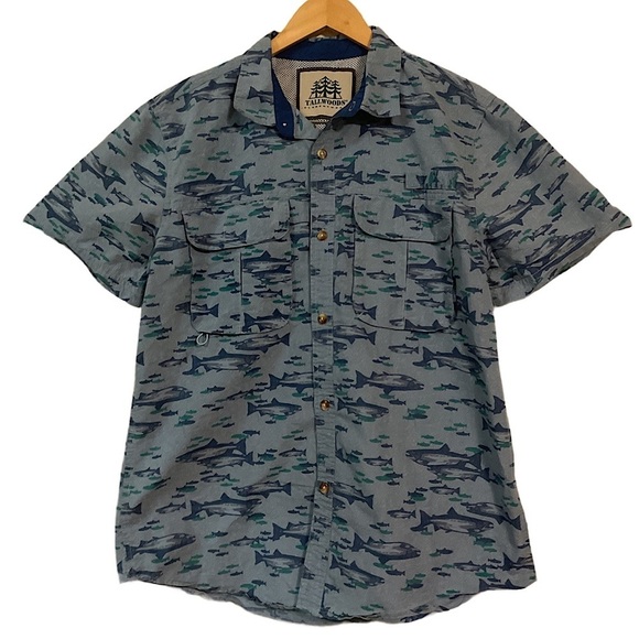 Tallwoods Vented Shirt Fishing Camping Blue Mesh Pockets  Button Front EUC - Picture 1 of 11
